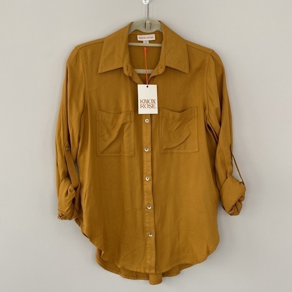 Knox Rose Long Sleeve Loose Button-Down Shirt XS - Picture 2 of 7